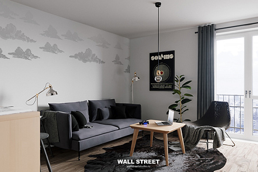 Фотообои в интерьере артикул Grayscale 24, ОТТЕНКИ СЕРОГО / GRAYSCALE, Wall street